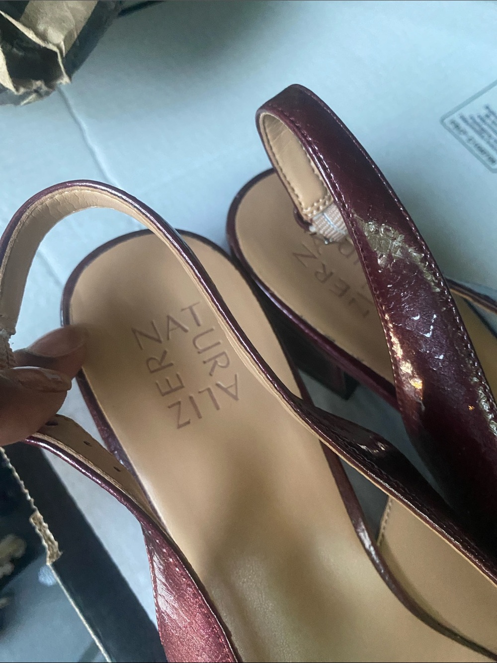 Naturalizer Women's Burgundy Patent Slingback Heel